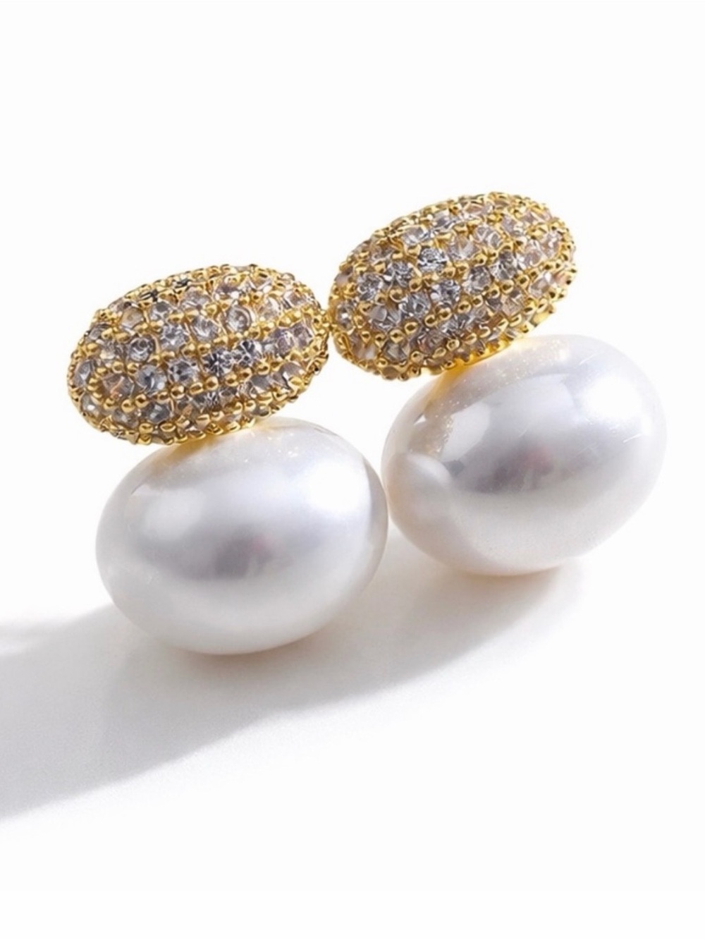 Crystal Topped Pearl Drop Earrings